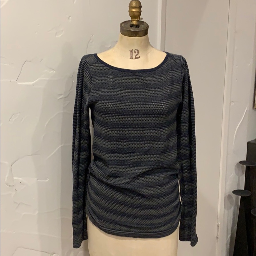 Athleta Stripped Mesh Long Sleeve